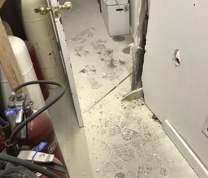 fire extinguisher powder on the floor