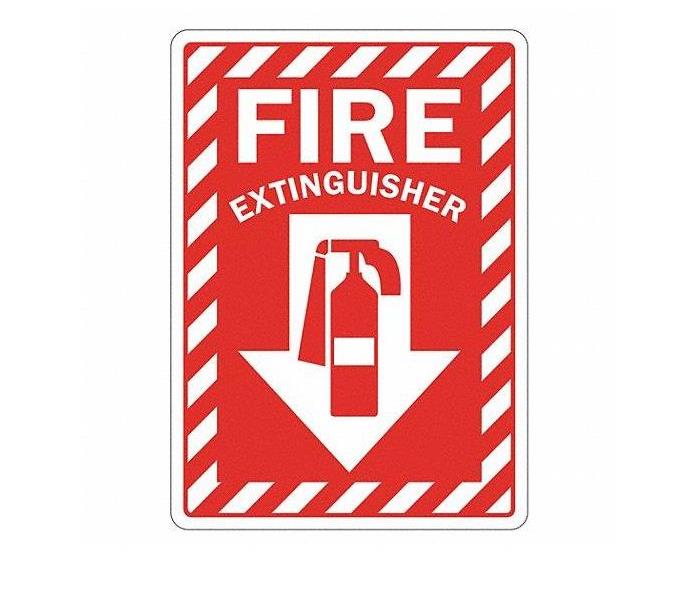 image of a fire extinguisher on a metal sign